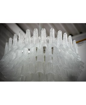 Murano Round Transparent White Color Mid-century Chandelier and Pendan