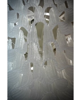 Lampadario di Murano Rotondo in Vetro Bianco Trasparente