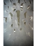Lampadario di Murano Rotondo in Vetro Bianco Trasparente