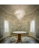 Lampadario di Murano Rotondo in Vetro Bianco Trasparente
