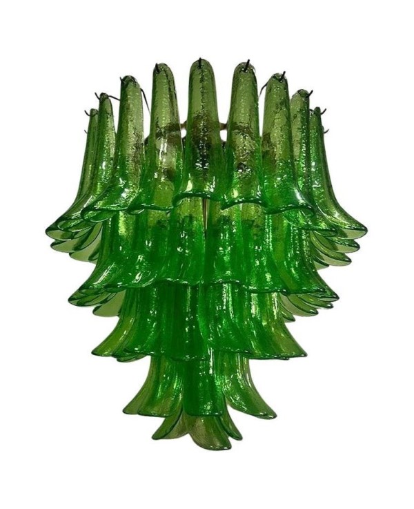 Lampadario Mazzega di Murano Rotondo di Colore Verde