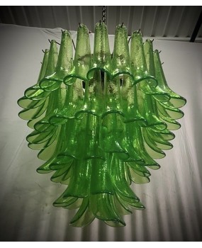 Lampadario Mazzega di Murano Rotondo di Colore Verde