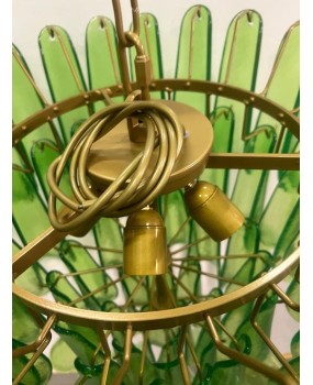 Lampadario Mazzega di Murano Rotondo di Colore Verde