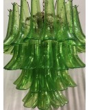 Mazzega Murano Round Green Color Midcentury Chandelier