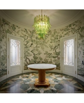 Lampadario Mazzega di Murano Rotondo di Colore Verde