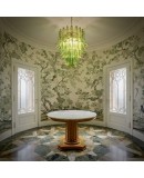 Lampadario Mazzega di Murano Rotondo di Colore Verde