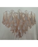 Lampadario in Vetro Artistico di Murano nei colori rosa chiaro e bianc