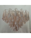 Lampadario in Vetro Artistico di Murano nei colori rosa chiaro e bianc