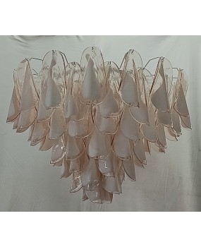 Murano Art Glass Round Light Pink and White Color Chandeliers and Pend