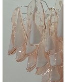Lampadario in Vetro Artistico di Murano nei colori rosa chiaro e bianc