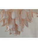 Lampadario in Vetro Artistico di Murano nei colori rosa chiaro e bianc