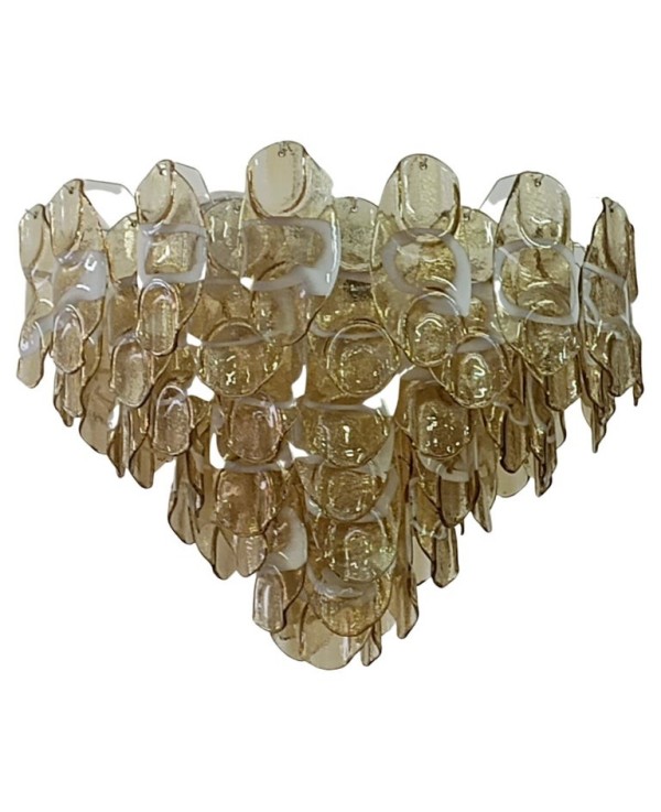 Lampadari in Vetro Artistico di Murano di Colore Ambra e Bianco