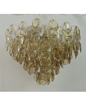 Lampadari in Vetro Artistico di Murano di Colore Ambra e Bianco