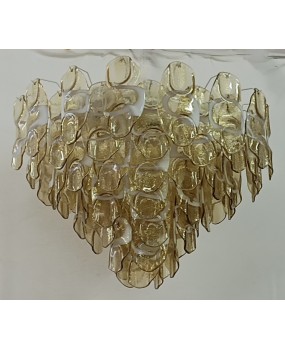 Lampadari in Vetro Artistico di Murano di Colore Ambra e Bianco