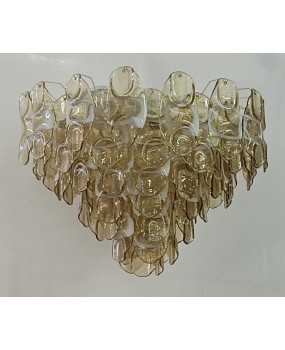 Lampadari in Vetro Artistico di Murano di Colore Ambra e Bianco