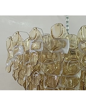 Murano Art Glass Round Amber and White Color Chandeliers and Pendant