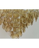 Murano Art Glass Round Amber and White Color Chandeliers and Pendant