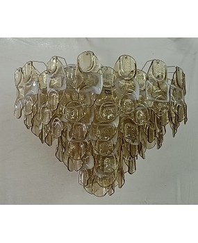 Lampadari in Vetro Artistico di Murano di Colore Ambra e Bianco