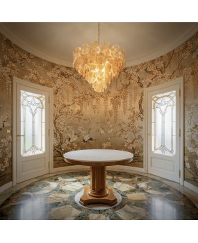 Lampadari in Vetro Artistico di Murano di Colore Ambra e Bianco