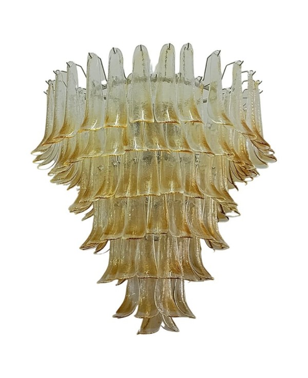 Lampadario in Vetro di Murano Color Ambra e Trasparente
