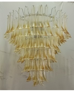 Lampadario in Vetro di Murano Color Ambra e Trasparente