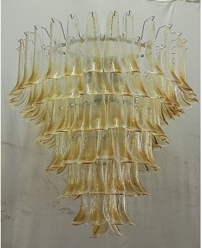 Murano Round Ambra / Transparent Color Mid-Century Chandelier