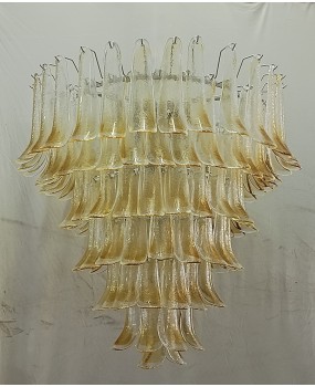 Murano Round Ambra / Transparent Color Mid-Century Chandelier