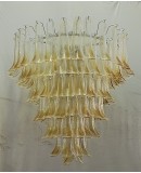 Murano Round Ambra / Transparent Color Mid-Century Chandelier