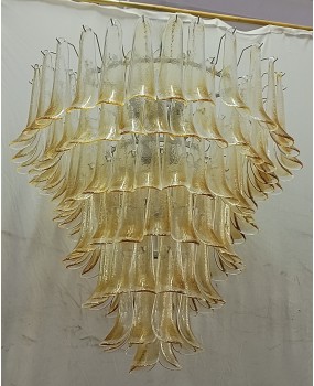 Lampadario in Vetro di Murano Color Ambra e Trasparente