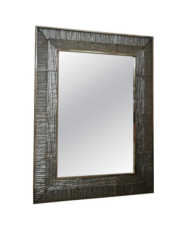 SP 91 Murano Champagne Art Glass and Brass Art Deco Italian Console Wall Mirror