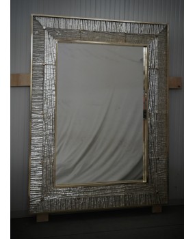 SP 91 Murano Champagne Art Glass and Brass Art Deco Italian Console Wall Mirror