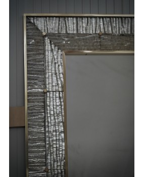 SP 91 Murano Champagne Art Glass and Brass Art Deco Italian Console Wall Mirror