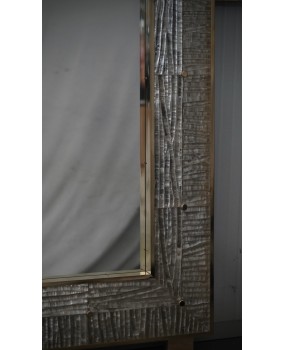 SP 91 Murano Champagne Art Glass and Brass Art Deco Italian Console Wall Mirror