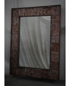 SP 92 Murano Rose Gold Art Glass and Brass Art Deco Italian Console Wall Mirror