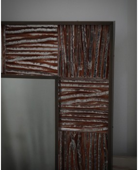 SP 92 Murano Rose Gold Art Glass and Brass Art Deco Italian Console Wall Mirror