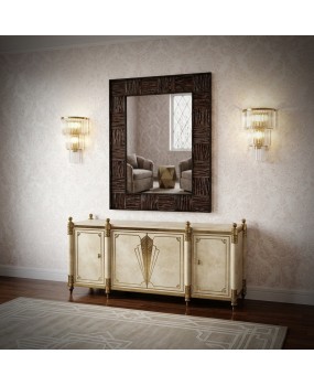 SP 92 Murano Rose Gold Art Glass and Brass Art Deco Italian Console Wall Mirror
