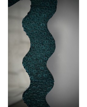 SP 93 Murano Teal Color Art Glass and Brass Art Deco Console Wall Mirror