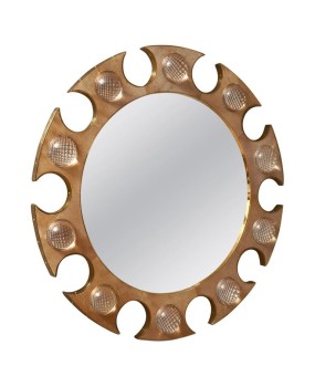 SP 94 Round Brass and Transparent Glass Lenses Console / Wall Mirror
