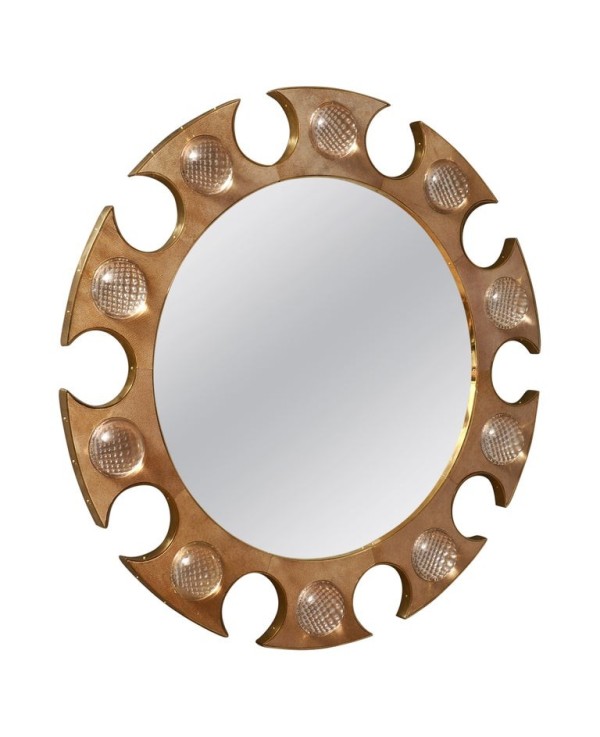 SP 94 Specchio Rotondo in Ottone e Vetro Trasparente