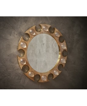 SP 94 Specchio Rotondo in Ottone e Vetro Trasparente