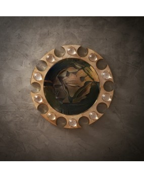 SP 94 Round Brass and Transparent Glass Lenses Console / Wall Mirror