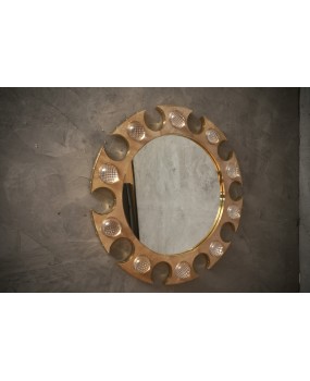 SP 94 Specchio Rotondo in Ottone e Vetro Trasparente