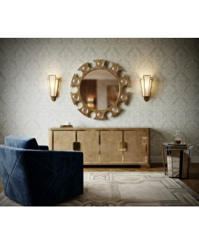 SP 94 Round Brass and Transparent Glass Lenses Console / Wall Mirror