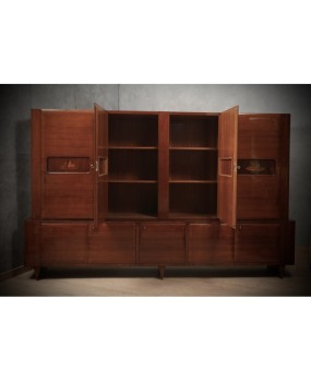Italian Manufactory Midcentury Walnut Bookcase, 1950