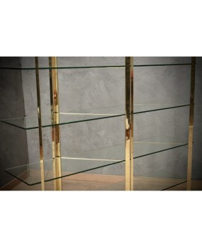 Sandro Petti Made in Italy Brass and Glass Bookcase/Vitrines, 1970