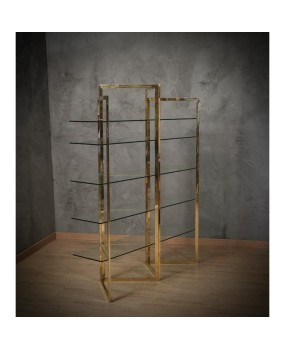 Sandro Petti Made in Italy Brass and Glass Bookcase/Vitrines, 1970