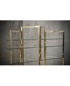 Sandro Petti Made in Italy Brass and Glass Bookcase/Vitrines, 1970