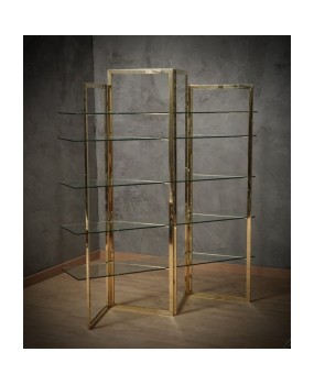 LV 21 Sandro Petti Libreria/Vetrina in ottone e vetro, 1970