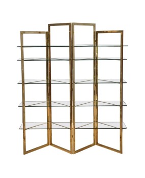 LV 21 Sandro Petti Libreria/Vetrina in ottone e vetro, 1970