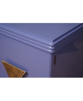 MidCentury Violet Color and Brass Dry Bar Credenze Buffet Sideboard, 1980